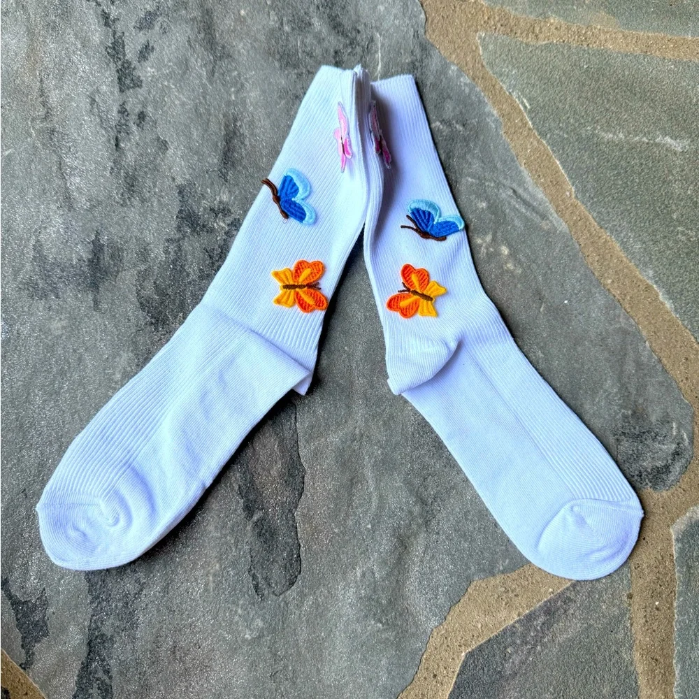 New-UO-Butterfly CROCHET ICON CREW SOCKS